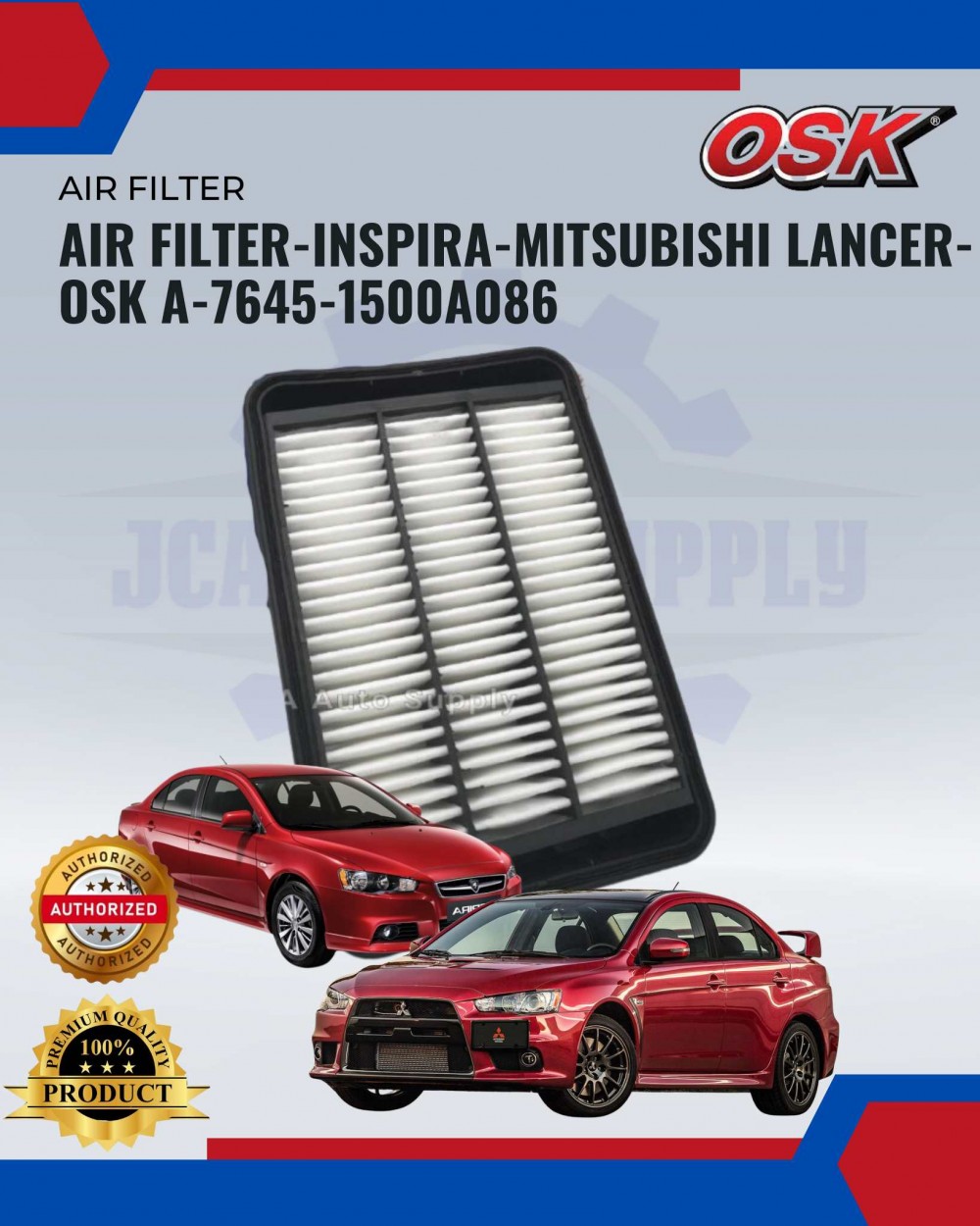 AIR FILTERINSPIRAMITSUBISHI LANCEROSK A76451500A086 JCA AUTO SUPPLY